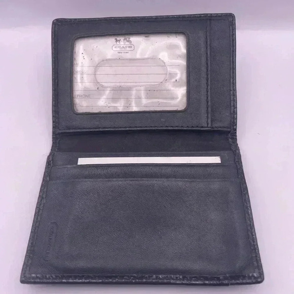 Coach Small Wallet- Black Coach Signature Logo Fabric with Black Patent - Picture 2 of 9